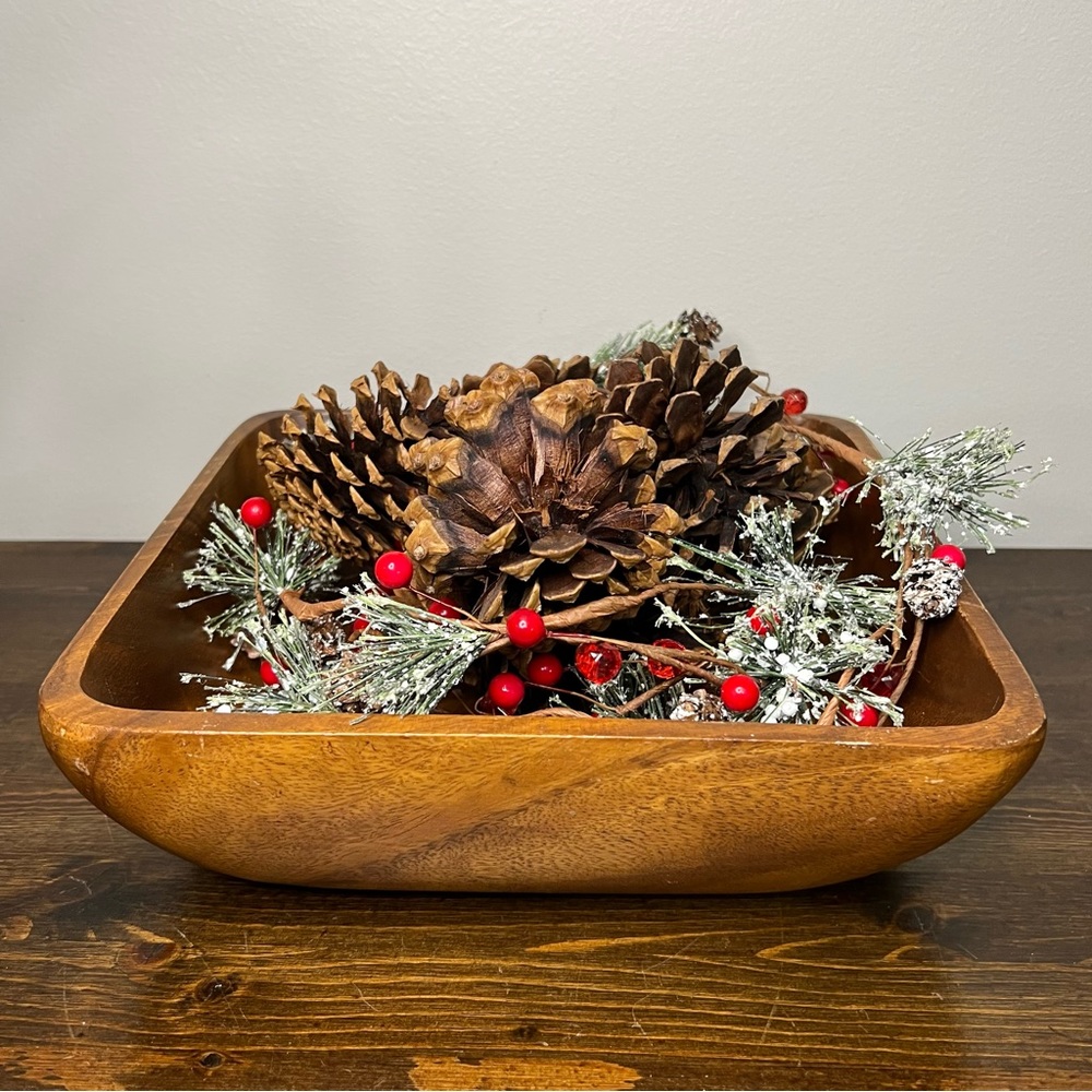 Wooden Square Decorative Bowl 3”x 10.25”x10.25” Acadia/Teak? Table Bowl